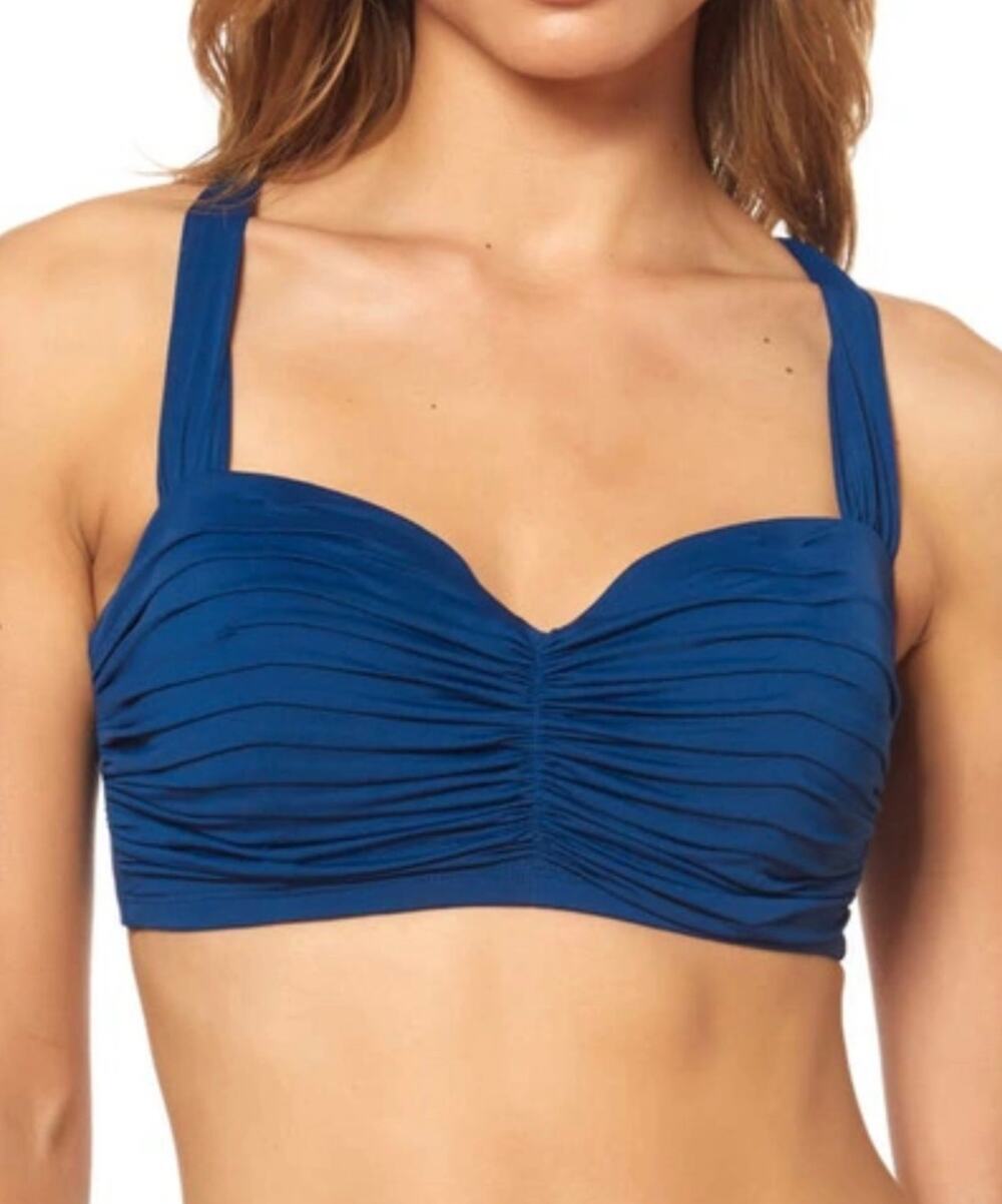 Bleu Rod Beattie Kore Navy Shirred Bikini Top 38D NWT